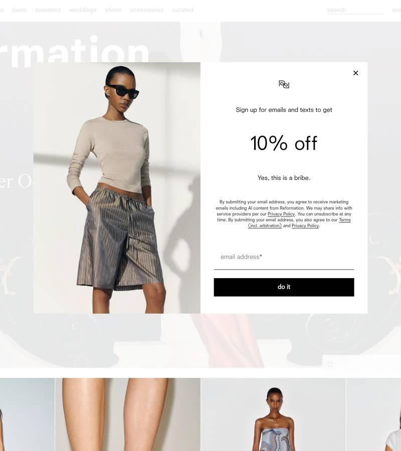 Reformation — winning apparel Shopify store