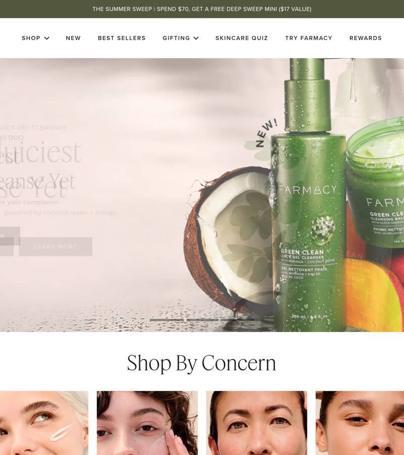 Farmacy — winning skincare Shopify store