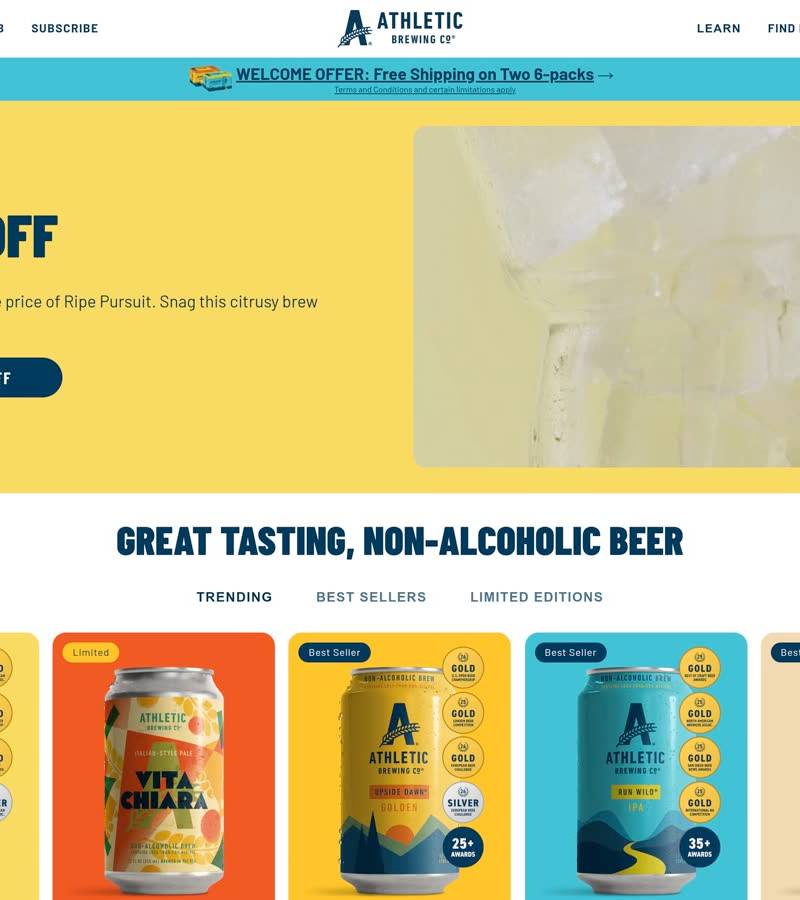 Athletic Brewing — winning beverage Shopify store